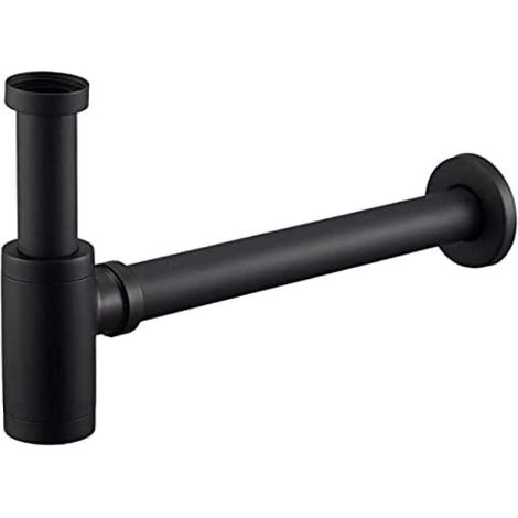 Siphon de Lavabo Noir Universel Tube Siphon de Lavabo Siphon en Acier Inoxydable 1 1/4 x 32mm Salle de Bain Siphon Évier Métal Siphon à Tube Siphon à Tube Syphon Lavabo Reglable Anti Odeur (1/5)