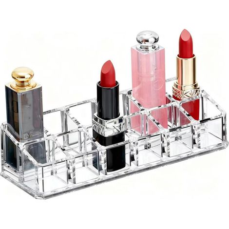 Boîte de rangement transparente en acrylique pour rouges à lèvres et gloss, présentoir à cosmétiques à 12 compartiments (1/4)
