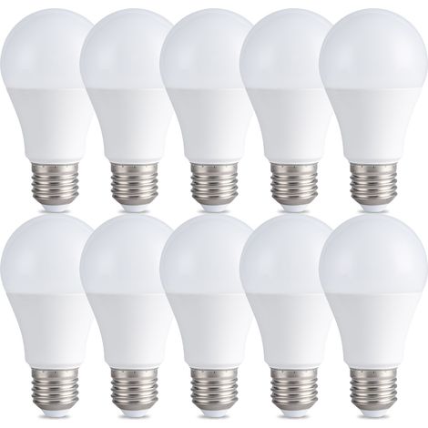 Lot de 10 ampoules LED A60 — 6500 K, 9 W, 950 Lumens Durée de vie ultra-longue de 25 000 heures Culot à vis E27 (1/5)