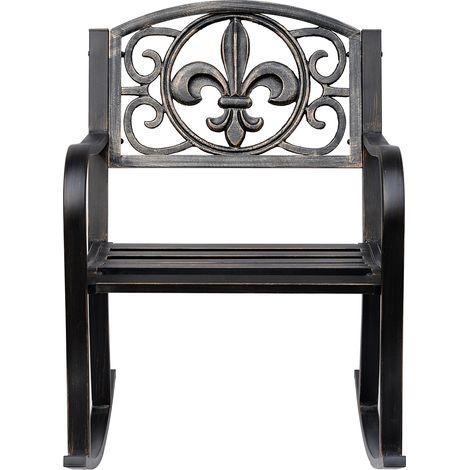 Fauteuil à bascule, chaise de jardin, balancelle, style antique, en métal bronze, L60 x P73 x H85 cm