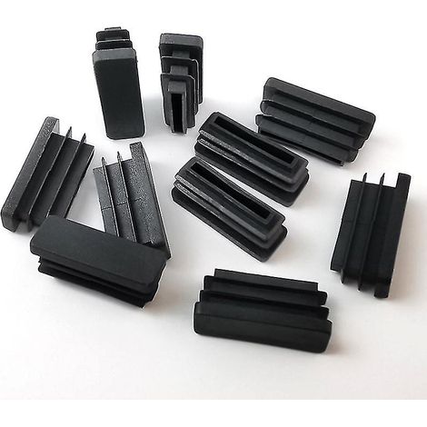 Lot de 20 embouts rectangulaires en plastique noir pour pieds de table, de chaise et de tube (38 mm x 13 mm) (1/5)