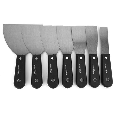 7-teiliges Set tragbarer Spachtelmesser (2,5–12,5 cm), Wandspachtel, Putzmesser für Bauarbeiten (1/5)