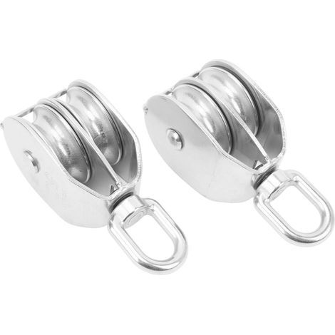Set of 2 heavy-duty double lifting pulleys in stainless steel M50, for wire rope crane, 400 kg load capacity (1/5)