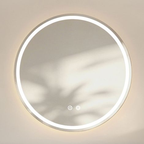 Miroir de Salle de Bain LED Rond 80x80 cm Mural Lumineux Anti-Buée Dimmable 3 Couleurs Verre 5 mm avec Prise (1/5)
