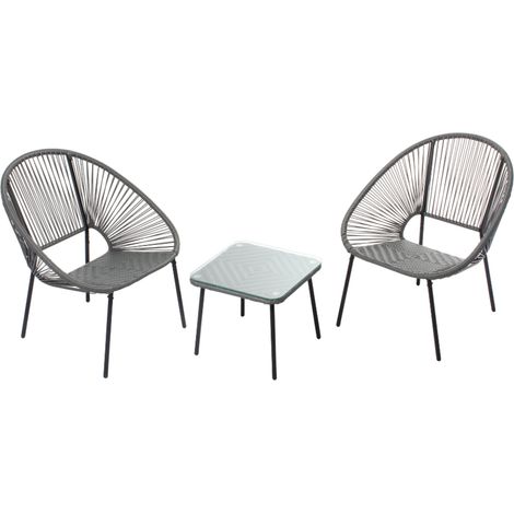 Set di 2 poltrone + tavolino grigio scuro ACAPULCO