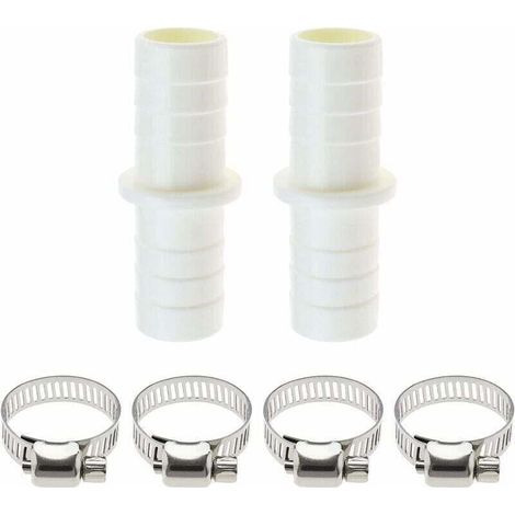 2pcs Connecteurs de Tuyau de Vidange pour Machine à Laver Adaptateur d'extension de Tuyau en Plastique avec 4pcs Colliers de Serrage pour Tuyau d'eau Lave-vaisselle de Machine à Laver (1/4)