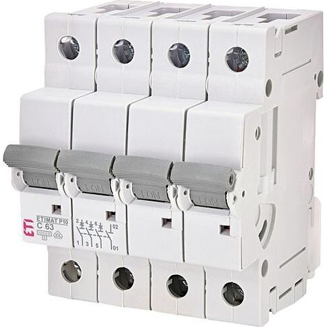 ETI Disjoncteur de protection de ligne ETIMAT P10 3 pôles + N, 10kA, C63, REG