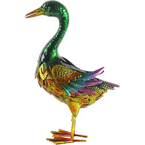 Adorno artificial de metal pintado para jardín y terraza: figura decorativa de pato. (1/5)