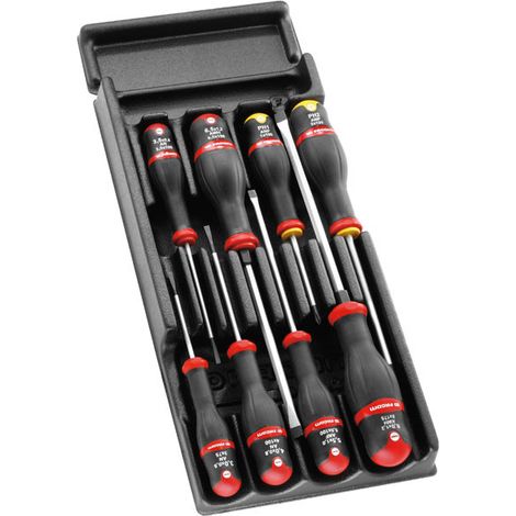 Facom – Boîte à outils de rangement pour 8 tournevis – Plateau en plastique – Dimensions 40x30x10cm – Pour espaces confinés