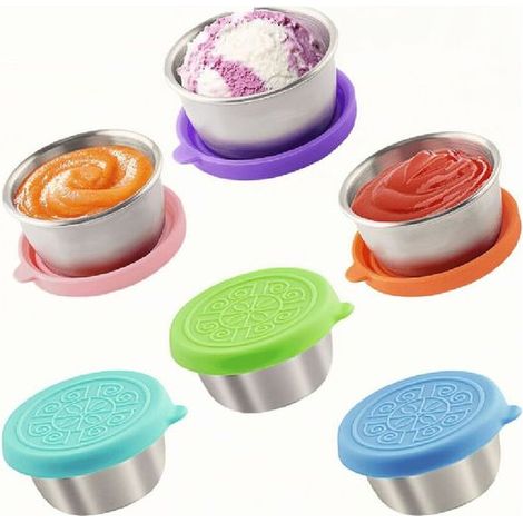 Vaso di salsa in acciaio inox Contenitore salsa con coperchio - Pentola salsa impermeabile - Jar per cellulari - Ciotola di salsa di Contenitore di spezie multifunzionale (1/5)