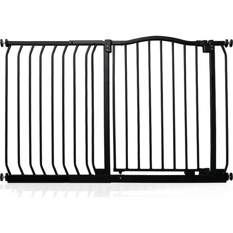 Safetots Curved Top Safety Gate, 116cm - 125cm, Matt Black, Pressure Fit Stair Gate