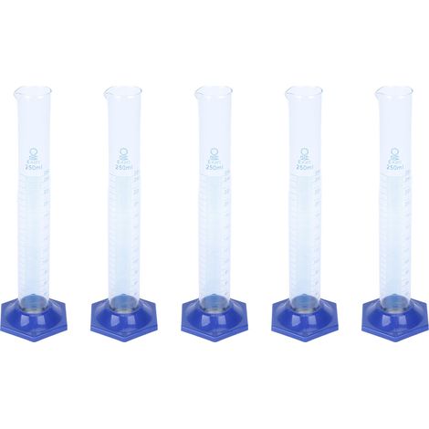 5 Stück Messzylinder aus Glas für wissenschaftliche Laborexperimente, 250 ml (1/5)