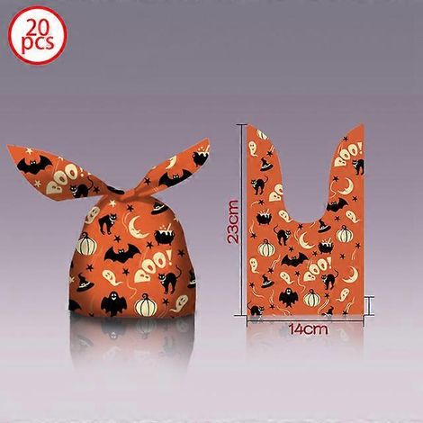 20 sachets cadeaux en plastique en forme de lapin pour Halloween, parfaits pour les enfants. Idéaux pour les fêtes d'Halloween, ces sachets peuvent également servir de sacs à biscuits et desserts.