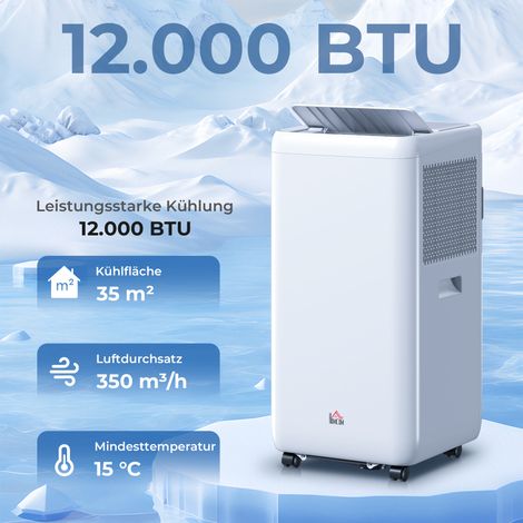 Climatiseur mobile tuyau échappement 12000 BTU 3,5kW 5-en-1 minuterie 24h télécommande jusqu'à 35m²