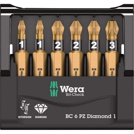 Surtido de puntas Bit-Check 6 PZ Diamond 1 Wera