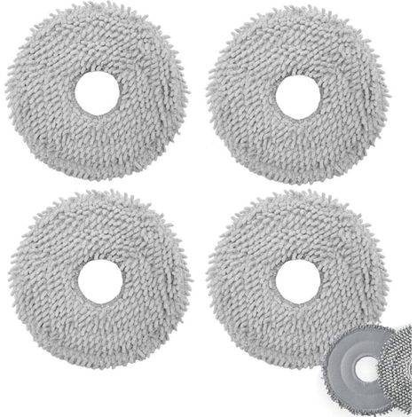 Set mit 4 waschbaren Wischmopptüchern für Roborock Q Revo und P10. Weiche Mikrofaser. Zur Reinigung von Hartböden und Teppichen.