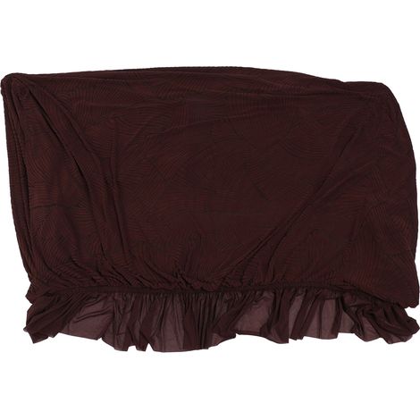 Housse de canapé intégrale avec jupe, tissu cationique épais, 190-230 cm, bande antidérapante, marron foncé, pour canapé 3 places. (1/5)