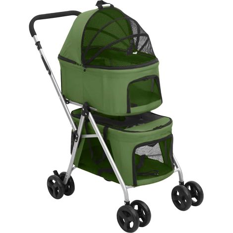 Hundewagen für 2 Hunde Faltbar Grün 83x48x97 cm Oxford-Gewebe