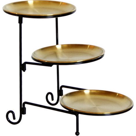 Corbeille à fruits 3 étages en acier inoxydable doré, panier de rangement moderne multi-niveaux pour snacks (1/5)