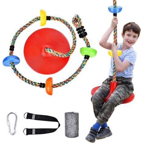 Balançoire d'escalade en Corde pour Enfants, avec Plateforme Et Siège à Disque, Capacité de Charge Maximale D'environ 200 kg, Diamètre D'environ 30 CM, pour Enfants et Adultes (1/5)