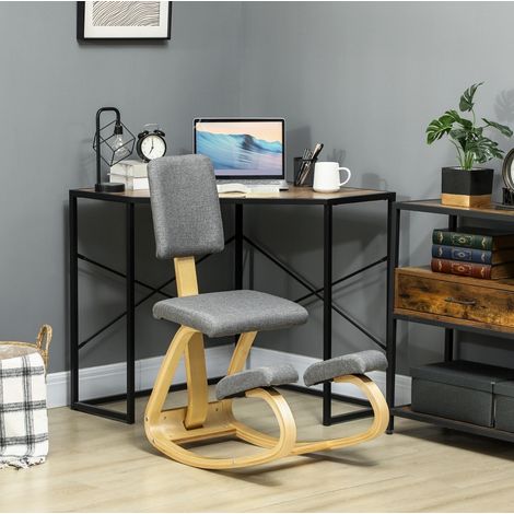 Sedia ergonomica inginocchiata 51x84x93 cm grigia in poliestere con schienale e base basculante (1/5)