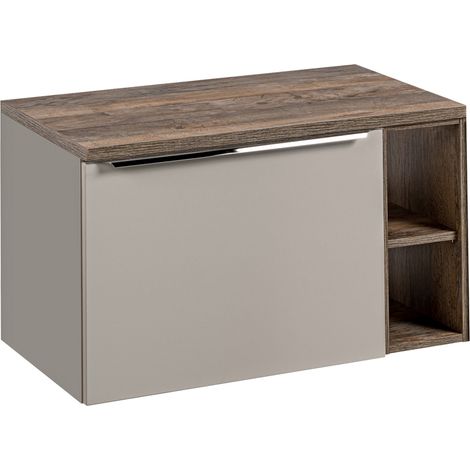 Waschtischunterschrank 80cm mit Regal PUEBLA-56-TAUPE in taupe mit Vintage Oak, B/H/T ca.: 80,4/48,5/46 cm (1/5)