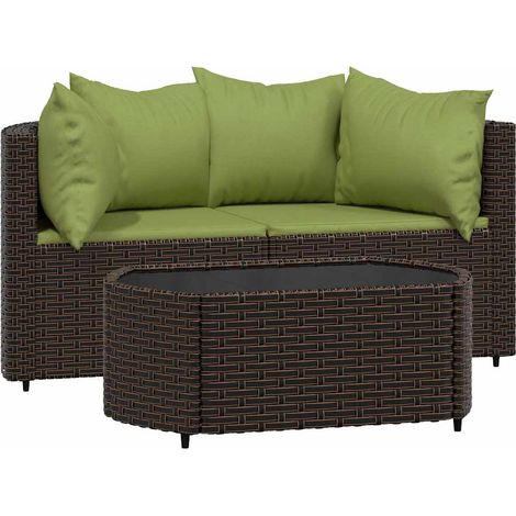 Maison Exclusive - Set Mobili da Giardino 3 pz con Cuscini in Polyrattan Marrone