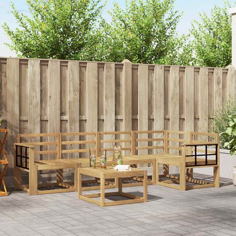 vidaXL Outdoor Sofa Set 6 pcs White Solid Acacia Wood (1/5)