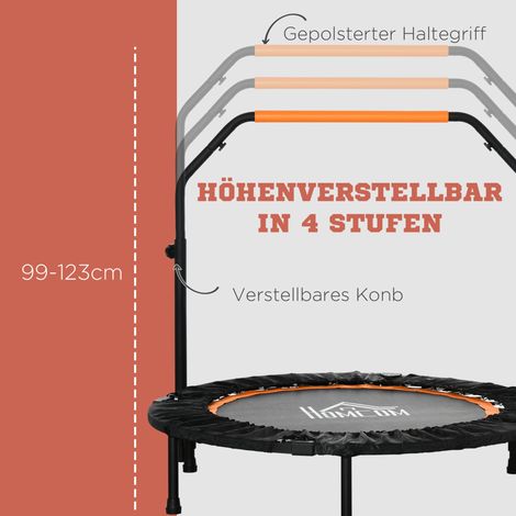 Trampoline fitness pliable 102 cm avec poignée réglable - charge max 100 kg, noir (1/5)