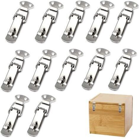 12 Stück Hebel-Federriegel, Edelstahl-Kippriegel, Edelstahl-Kippriegel, Kippriegel für Box, Schrank, Werkzeugkasten, Erste-Hilfe-Set (mit Schloss)