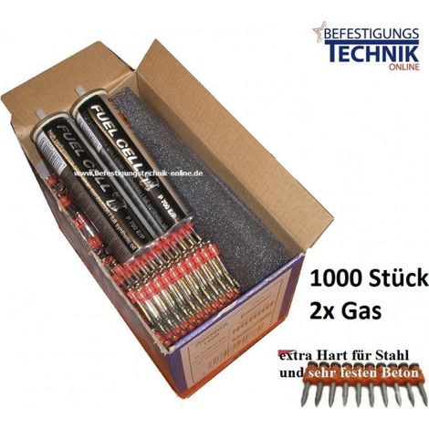 Betonnägel 3,0x20/22mm HC extra hart + Gas für Spit Pulsa 700 Betonnagler"-"EN10211