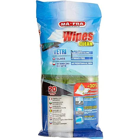Salviette  Mafra wipes clean vetri auto 20 pezzi