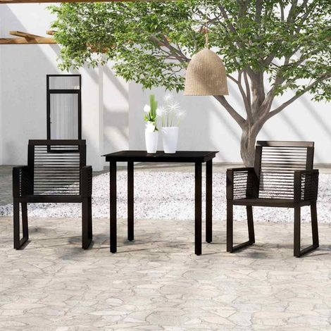 vidaXL Juego de comedor para jardín 3 piezas negro (1/5)
