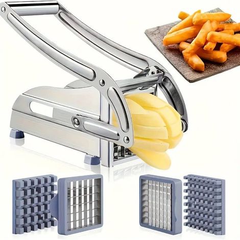 Stainless steel potato cutter for vegetables and potatoes, with 2 replacement blades.