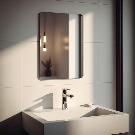 Miroir mural auto‑adhésif rectangulaire sans cadre 30 x 40 cm, miroir collant pour salle de bain, chambre, salon et garde‑robe (1/5)