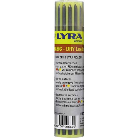 Valigetta da 12 mine colorate LYRA DRY (6 grafite, 3 rosse, 3 gialle) LYRA