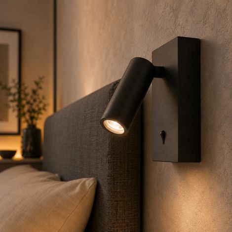 Applique liseuse led avec interrupteur noir mat Asiap (1/3)