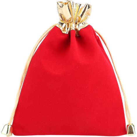Set mit 25 beflockten Beuteln mit Kordelzug zur Aufbewahrung von Schmuck und Geschenken, 12 x 16 cm, rot (1/5)