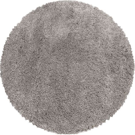 Tapis Rond Shaggy Poils Longs Fibre Doux MOELLEUX (Greige - 200x200cm) (1/5)