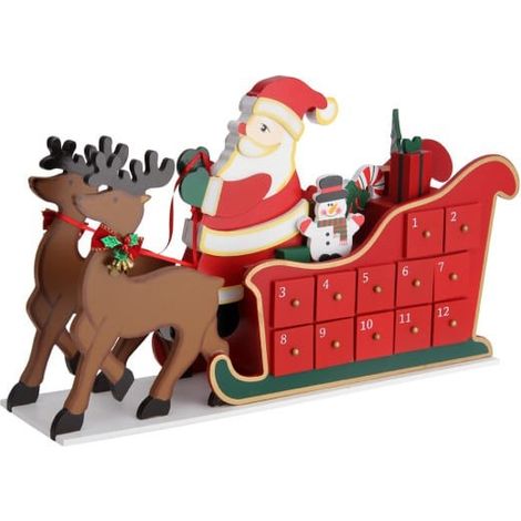 Calendrier de l'avent traîneau du Père Noël à remplir avec cadeaux ou friandises (1/5)