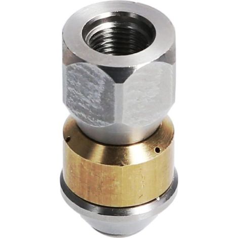 Buse de nettoyage de tuyaux pour nettoyeur haute pression rotative entrée 1/8" IG, 3 x 0,8 mm - 050, acier inoxydable/laiton (1/3)