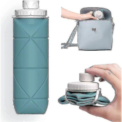 Faltbare Wasserflasche mit auslaufsicherem Ventil, wiederverwendbar, BPA-frei, aus Silikon, faltbar, ideal für Reisen, Fitnessstudio, Camping, Wandern, Sport, leicht, EU