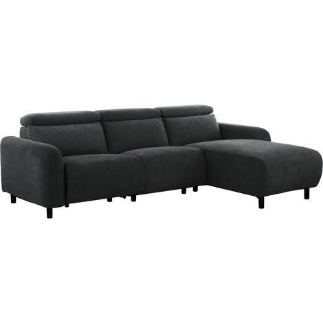 Skaane-Canapé 3 places avec chaise longue droite fonction électrique en tissu anthracit (1/5)