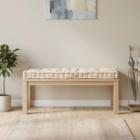 Coussin de plancher de palette Coton 120x40x7 cm Beige (1/5)