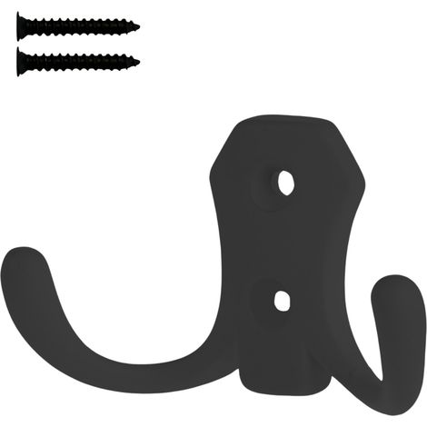 Appendiabiti da parete nero opaco con due ganci XV03 (1/5)