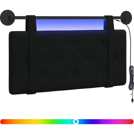 Cabecero colgante Con luz LED Negro Terciopelo vidaXL