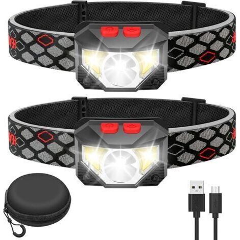 BARKBUSTERS Lampe Frontale LED ,2 Pièces Super Lumineux Capteur De Mouvement Lampe, 1500 Lumens 10 Modes Torches Frontales 1200mAh Rechargeable USB, Lampe Torche Étanche, Camping, Randonnée, P (1/5)