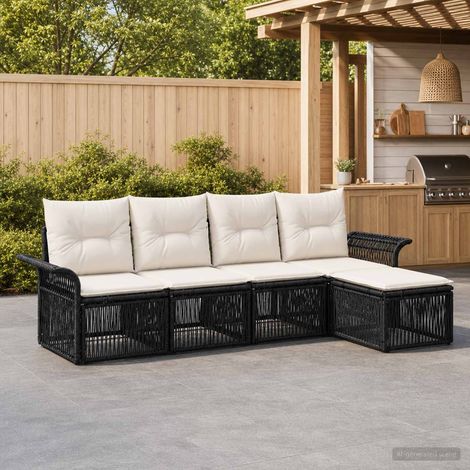 vidaXL Ensemble de canapé de jardin 5 pc Noir polyrotin (1/5)