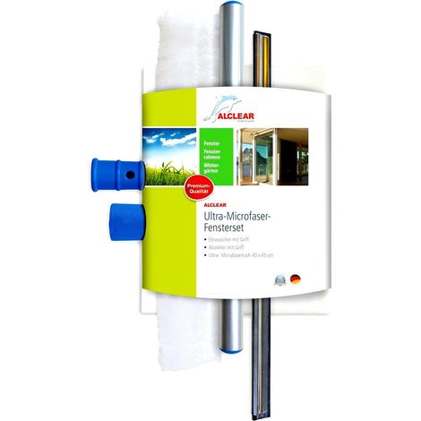 Kit de Nettoyage pour Vitres 3 Pièces avec Mouilleur, Raclette de 35 cm et Chiffon en Microfibre pour Vitres pour la Maison, la Véranda, Le Bureau