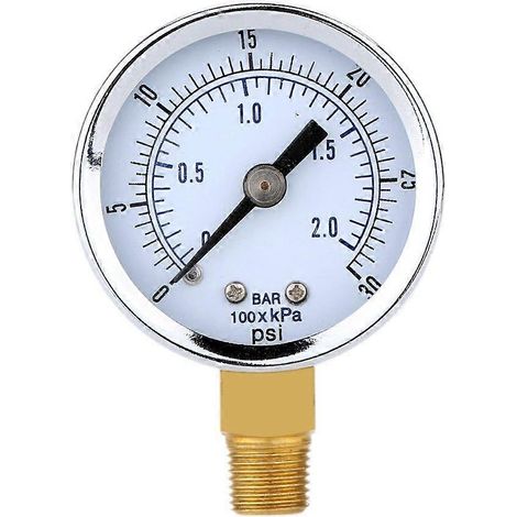 KKmoon 0 30 psi 0 2bar Mini manomètre à cadran compresseur compteur hydraulique jauge de pression double (1/4)